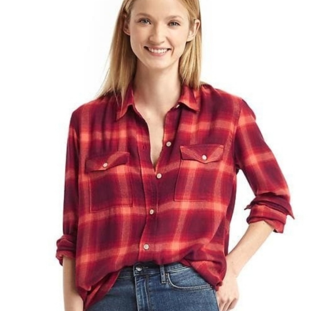 Gap + Pendleton Button Down Plaid Boyfriend Shirt - image 1